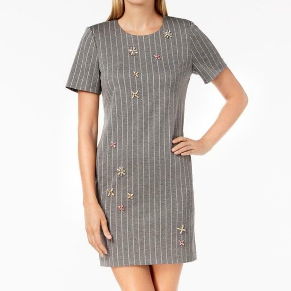 Calvin Klein Women's 8 Embellished Pinstripe Sheat - Picture 1 of 3